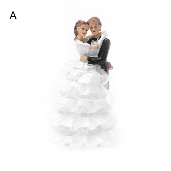 Farfi bröllopspar docka Romantisk bedårande harts Fint hantverk ogräsrensning par figurer Tårt topper till fest A