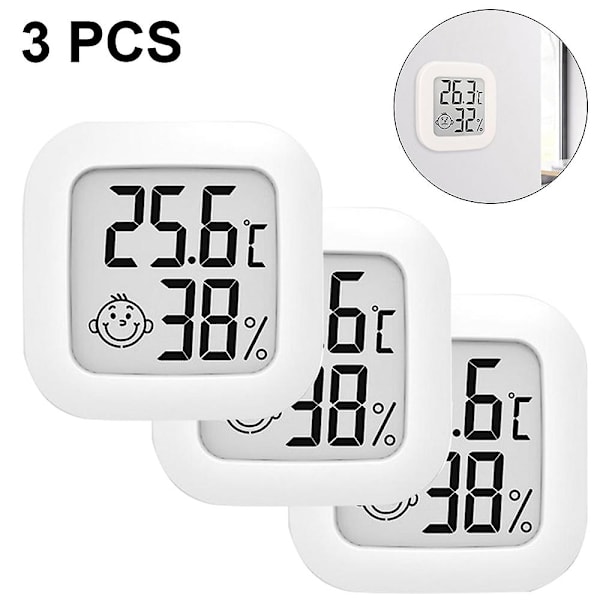 3packa rumstermometer, Hygrometer Meter Digital Hygrometer Rumstermometer, hög noggrannhet temperatur och fuktighetsmätare för representanter