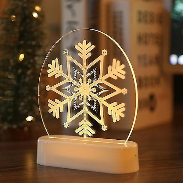 Juldekorationer för hem Träd Älg 3d Akryl Nattljus Julklapp Nyår Heminredning Strängljus Jultomten prydnad snow