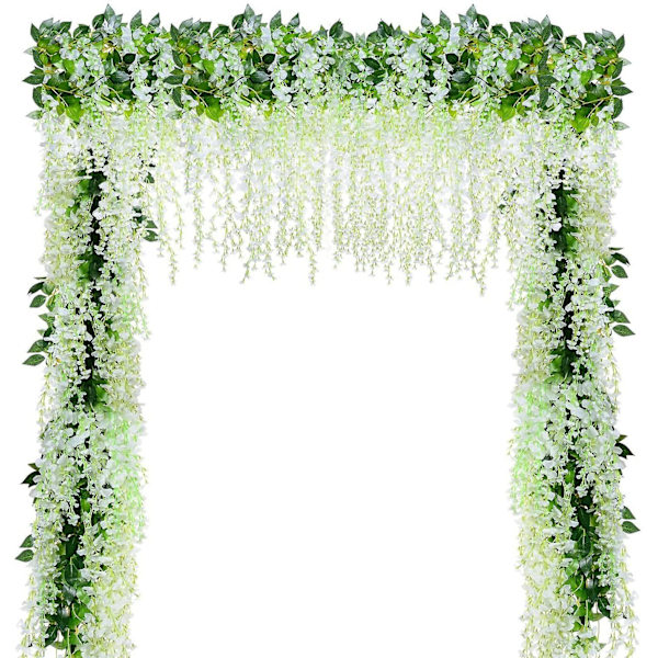 Kunstige blomster, kunstig blåregn, boligdekoration, hver tråd er 110 cm lang, lavet af silke (hvid) white