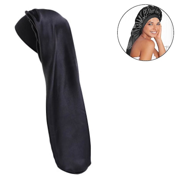 Lång satin cap Långt hår huva Lös sovande