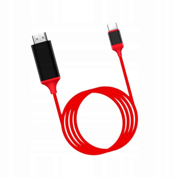 USB-C til HDMI-kabelkonverter, hurtig, 200 cm, HDMI til USB-C, rød