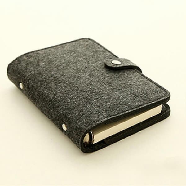 Diary Exquisite A5/A6 Handwriting Exercise Filt Notebook Loose-Sheet Stationary Dark Gray A5
