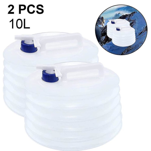 2 st hopfällbar vattenbehållare, premium bärbar vattenförvaring 3L