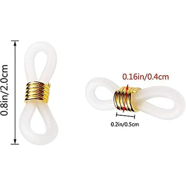 40 stykker Briller Kjede End Justerbar Gummi Brillelinsekontakt For Brilleinnfatning Halskjede, Hvit og Sølv White and gold
