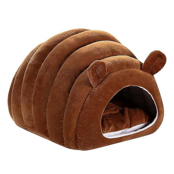 Cat House puolisuljettu pehmo syksyllä ja talvella lämmin kissan sänky, parannettu nukkuva pehmoinen lemmikkisänky pieni Coffee Color