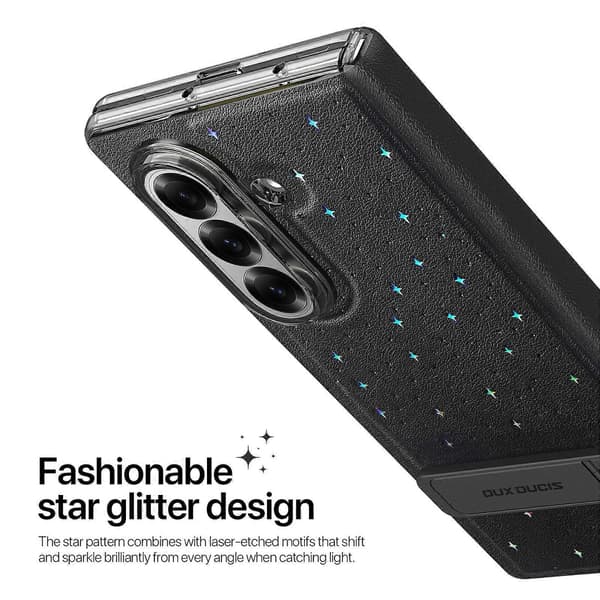 DUX DUCIS STEX Series Stjärnmönstrat Läder Vikbart Telefonfodral Black Black For Samsung Galaxy Z Fold7 5G