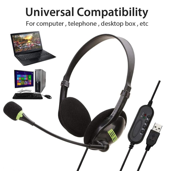 PC-liitäntä USB -kuulokkeet kuulokkeet Toimisto Asiakas Aviation Headset vehnällä