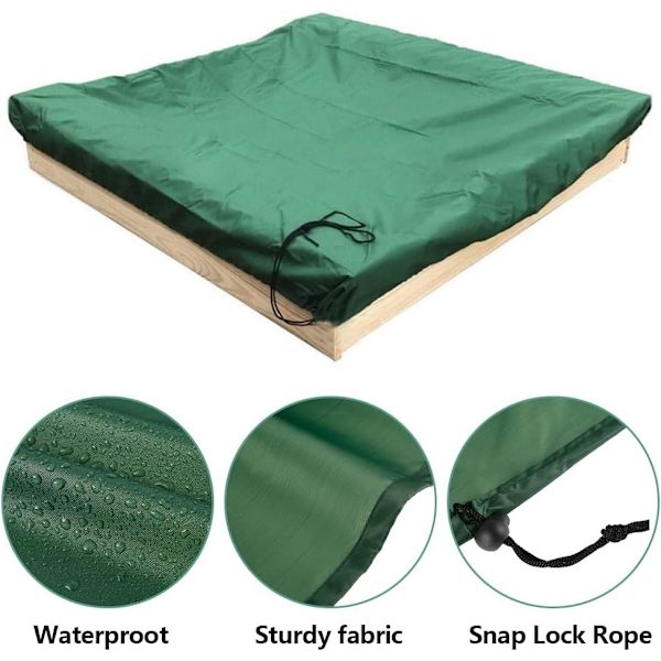 Sandkassetrekk 120x120 cm Vanntett deksel UV-beskyttelse 70 % beskyttelse for,grønn