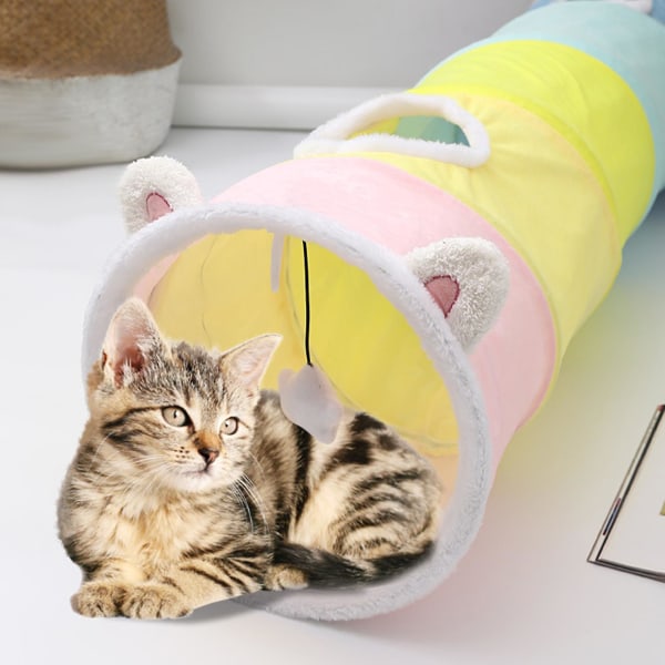 Cat Tunnel Toy Interactive Foldbar Reptålig Stort rum Bærbart Udrymmesbesparande Lindra tristess Cat Tunnel Multicolor