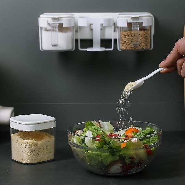 Seinätyylinen maustelaatikko keittiötarvikkeet cover suolapurkki CAN kotitalouksien lusikan säilytyslaatikko keittiötarvikkeet Gray
