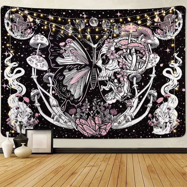 Skull Hippie Mushroom Tapestry 51,2 x 59,1 tuumaa