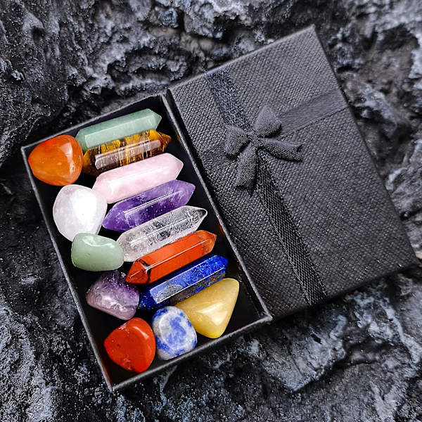 Healing Crystals Kit 7 Chakra Set Tumblede Stones Meditationssten Yoga Amulet Meditation Double Point Wand