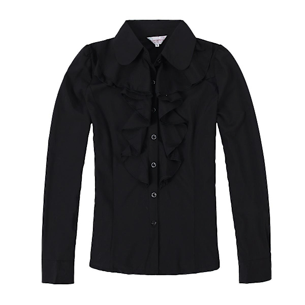 Nye kvinder chiffon bluse langærmet skjorte kvindelige professionelle blonder toppe Ol Chiffon toppe Black S