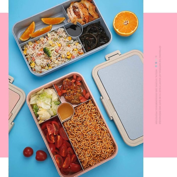 Bento Box Lunsjboks kompatibel med barn Voksne med 5 rom, lekkasjesikker