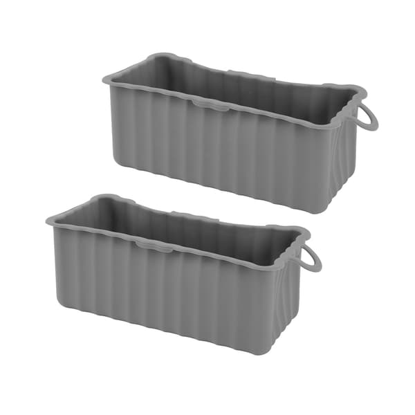 2 st återanvändbar silikonfettuppsamlingspanna för Blackstone Griddle Rektangulär fettuppsamlingskoppsfoder Campinggrill Grå