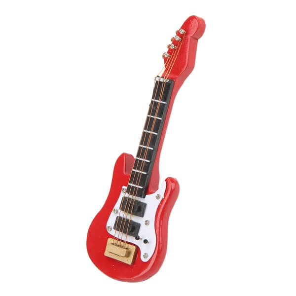 12 Skala Miniatyr Gitarr Modell Björk Målad Yta Verklighetstrogen Dekorativ Dockhus Röd Elgitarr