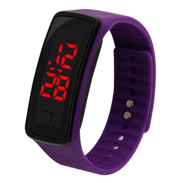 Digital Watch With Lcd Display Simple Operation Silicone Wrist Band Date Display For Kids Purple