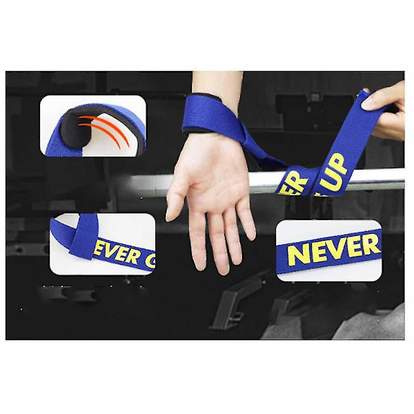 Viktlyftsremmar Lyftremmar med neopren vadderat handledsstöd Blue