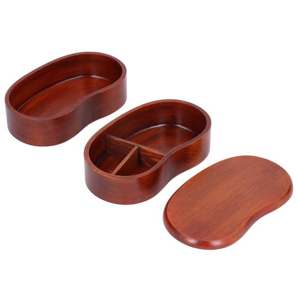 Japansk Stil Portabel Dubbelskikts Midjeform Bento Box Trä Sushi Box
