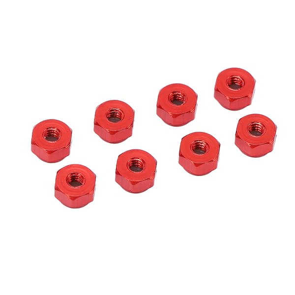 8 st Aluminiumlegering Lås Mutter Nylon Foder M2 Hex Lås Mutter för Axial Scx24 1/24 RC Modeller Röd