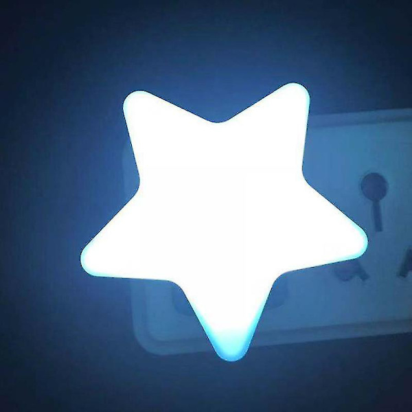 Led nattljus, ny smart femuddig stjärna led ljussensor och varmpluggbar energisparande nattlampa (blå)