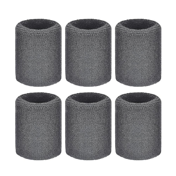 6-pack sportarmband Absorberande svettband för fotbollsbasket Grey