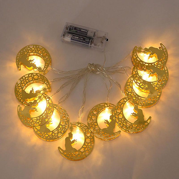 Ramadan Dekoration Moon Star Led Lantern String Lights Eid Mubarak Ramadan Kareem Dekor för hemmet Al-fitr Eid festtillbehör 11