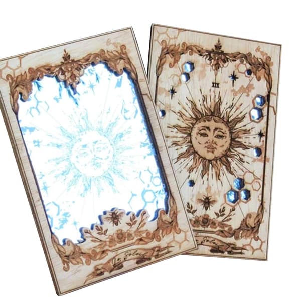 Sun XIX Tarotkort Träspegel Heminredning