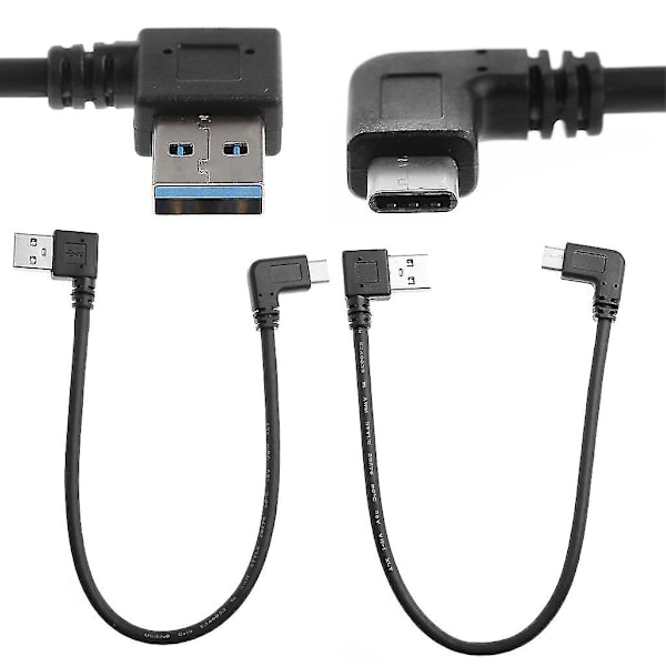 Usb3.0 A till Usb3.1 Typ C 90 grader vänster/höger vinkel hane till hane adapterkabel
