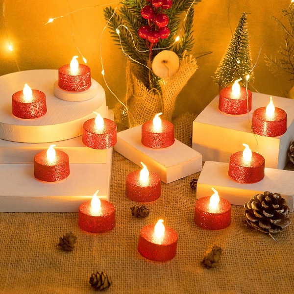 6pcs Red LED Candles for Christmas Holiday Wedding Birthday Party Spray Candle Set Secret Room