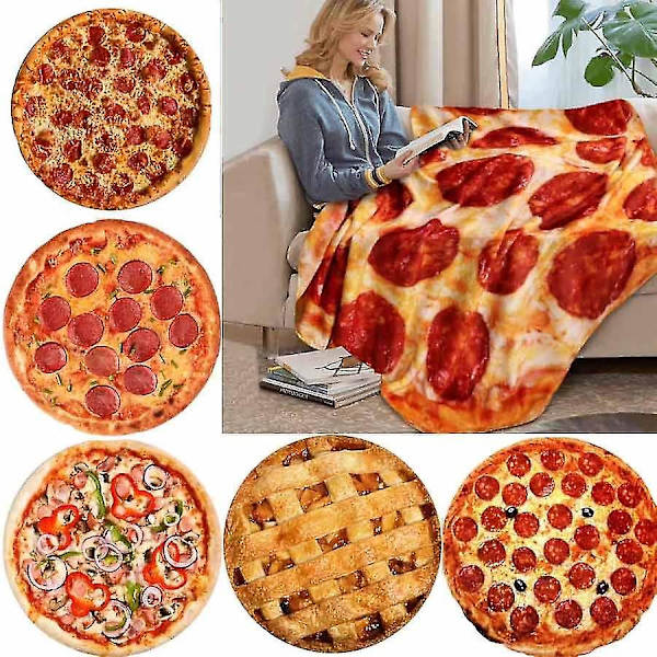 100 cm Wostar Soft Varm Flanell Tortilla Pizza Tæppe 200gsm Rund Form Donut Plane Rejse Bærbart Bærbart Vintertæppe