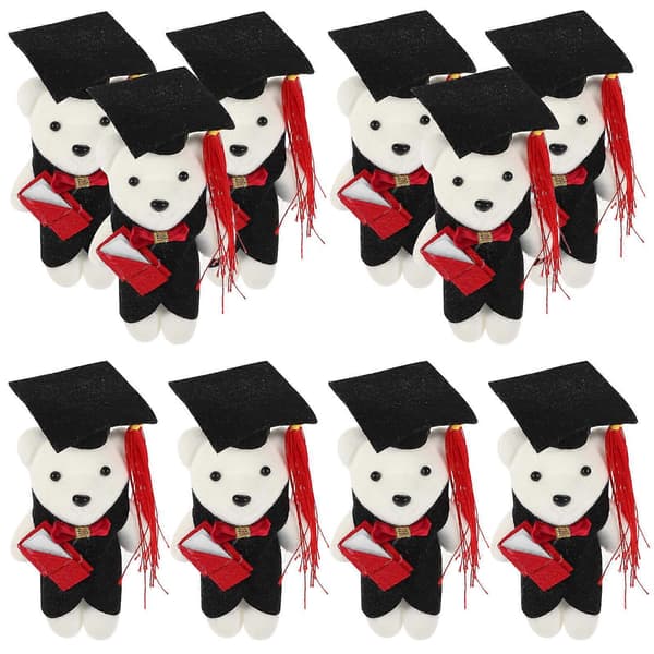 【BQ】Mini studentbamser til dekorasjon 10 stk plysj studentbamser i bulk