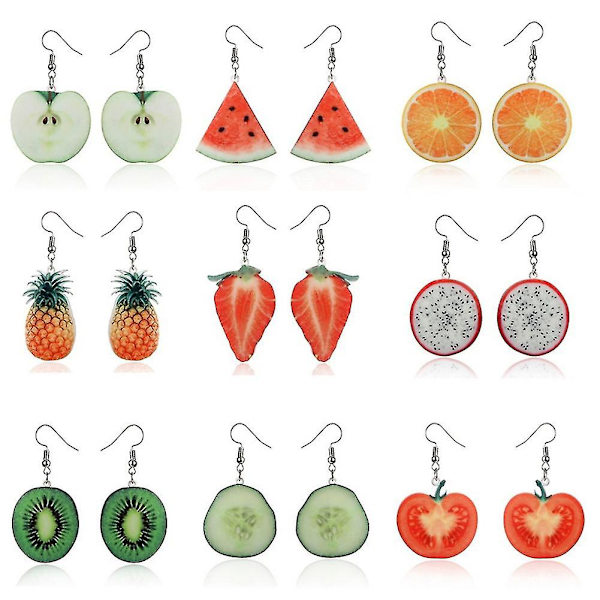 Søt frukt Vannmelon Jordbær Dangle Kvinner Ørekrok Øredobber Festsmykker Ananas* Pineapple*