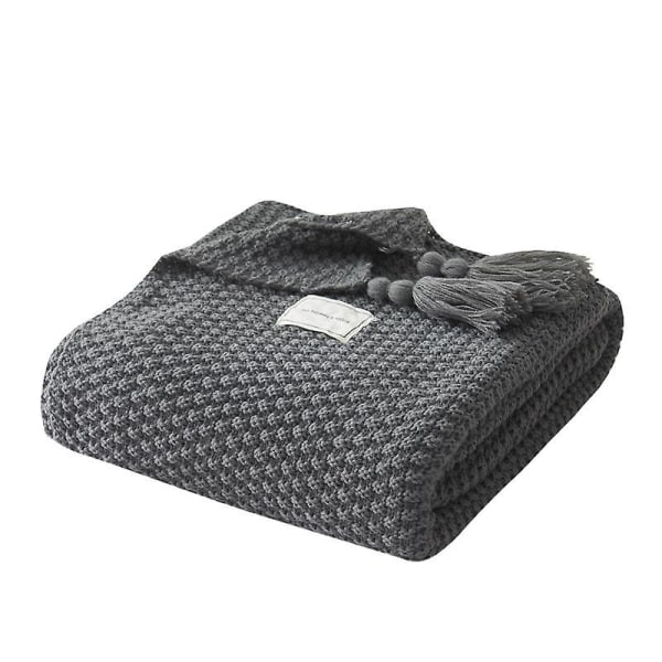 Nordic Tassel Strikket Kugletæppe Uldtæppe Kontor Aircondition Frokostpause Tæppe Sjal Tæppe Sofa Fritid Tæppe Tæppe grey 180*200cm