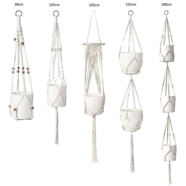 Macrame växthängare med krokar, hängande set inomhus utomhus