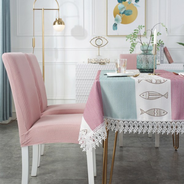 uusi tyyli 6-osainen joustava tuolin päällinen Kestävä ruokapöydän tuolin päällinen, jota käytetään juhlien sisustukseen, häihin, syntymäpäiviin jne (vaaleanpunainen)