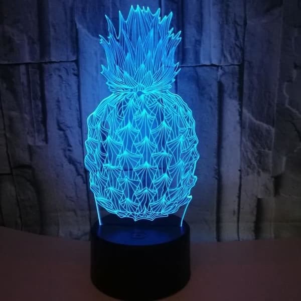 3D Optisk Illusion Ananas Natlampe - 7 Farver - Touch LED-lampe - Dekorativ Lampe til