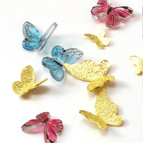 3d Butterfly Nail Charm 3d Resin Sommerfugl Nail Art dekoration i blandet form med Ab Nail Art Rhinestones til gør-det-selv-nail Art Design