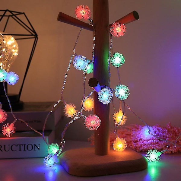 Färgglada Solar Led Hår Ball String Lights Trädgård Trädgård Dekoration Jul 9.8FT 30LED
