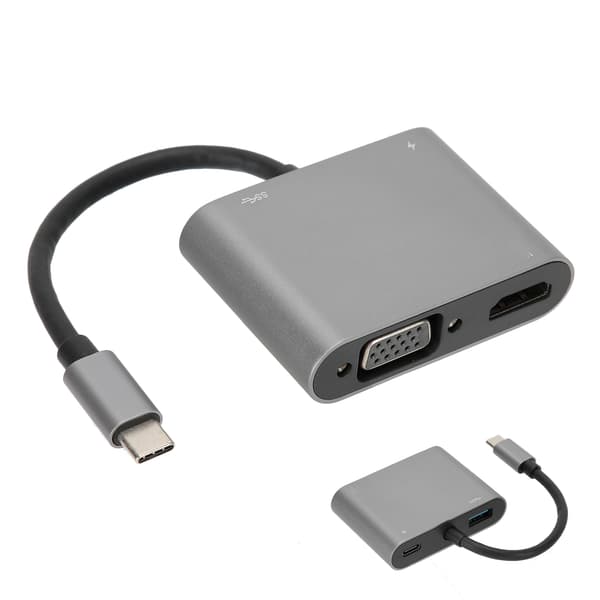 4-i-1 Typ C till PdHDMiVGaUSB Hub Adapter Datortillbehör Silver