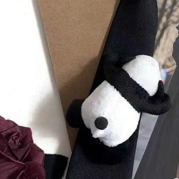 【BQ】Ensfarget Slank Glidelås Slips Panda Dekorasjon Halsslips Allsidig Uformelt Slips for Uformell Eleganse Single bear tie