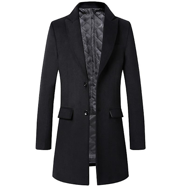 Herrrockar Herrar Peacoat Ullkappor Vinter Elegant Jacka Varm Casual Överrock Black XL