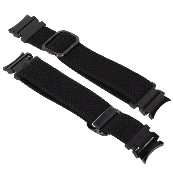Urremærke Elastisk Nylon Flettet Justerbar Håndledsrem Armbånd Urrem til Galaxy Watch 4 Sort