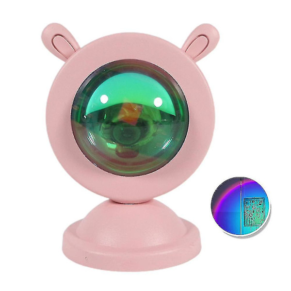 Hhcx-rainbow Night Light Projector Cat/rabbit Ear Mini Usb Sunset Light Lamp Rainbow Light Rabbit Ear