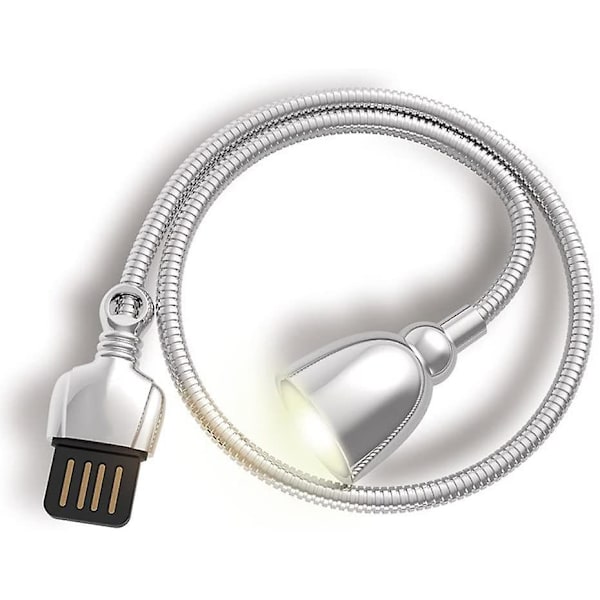 LED USB bordslampa Flexibel svanhals för Powerbank, PC Notebook Silvery