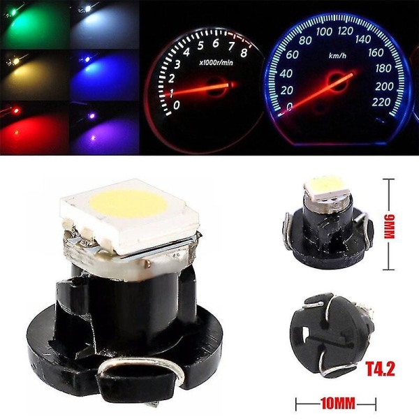 Ny 10 stykker T3 T4.2 1210 3528 T4.7 5050 1 Smd Led Dc12v Bil Dashboard Lys Bil Dashboard Dashboard Lyspærer 6 farver #294302 Grøn Green