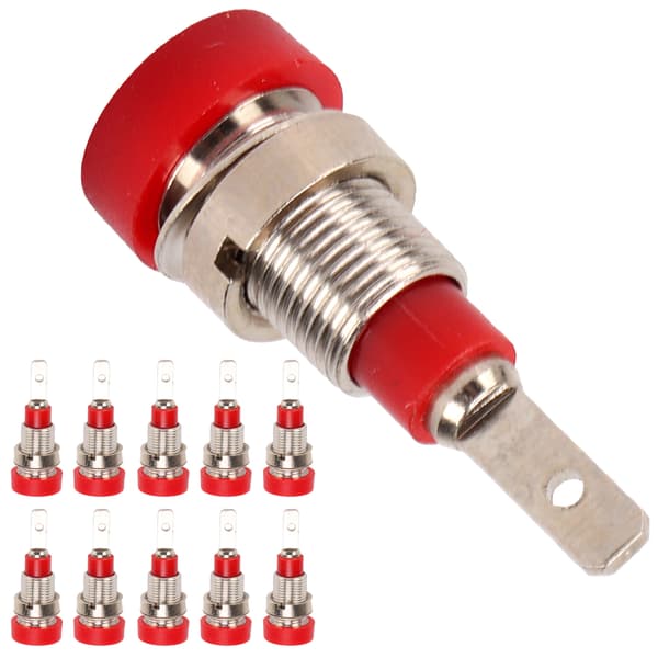 10 stk. Banan Socket Messing 2mm Panel Socket Koblingsterminaler for Elektronisk Industrielt Utstyr Rød