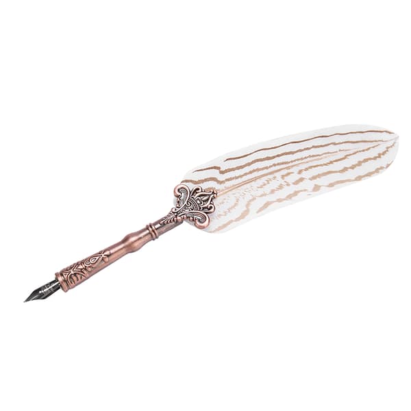 Classic Feather Dip Pen Set - Perfekt brevpapperspresent för födelsedagar (vit)