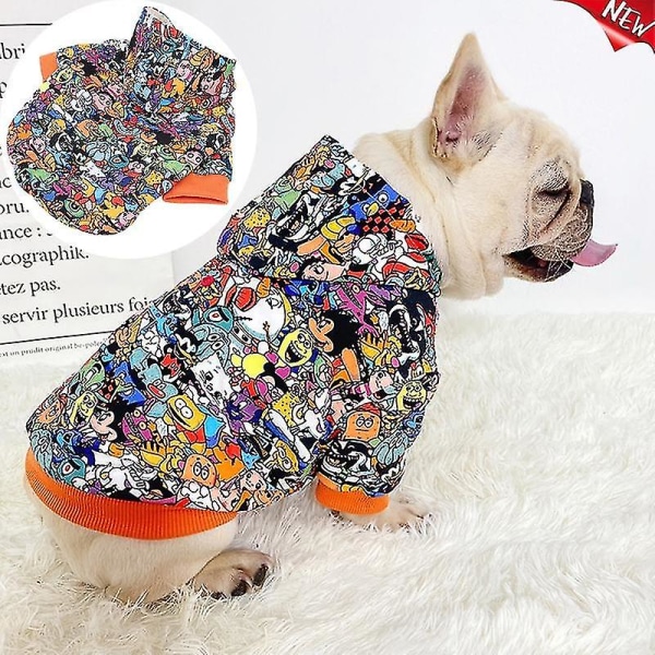Söt tecknad vinter varma hundkläder Bomull huvtröjor Kläder för små medelstora hundar Kostymer Kappa för katt Fransk bulldogg Chihuahua A S